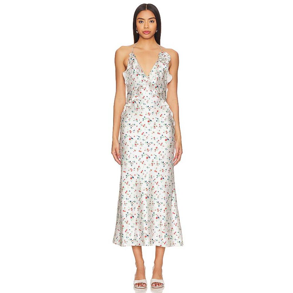 Bardot Women's Size US 10 / AU 14 Ditsy Floral Satin Olea Slip Maxi Dress